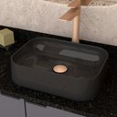 Ver imagem 1 de Cuba de Apoio para Banheiro em Mármore Sintético Luna Preto - Cozimax