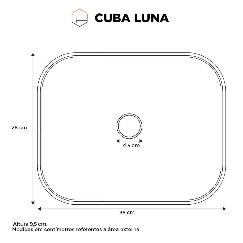 Cuba de Apoio para Banheiro em Mármore Sintético Luna Preto - Cozimax - 5