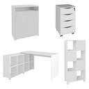 Ver imagem 1 de Conjunto Escritório Home Office 4 Peças Mity A06 Branco - Mpozenato