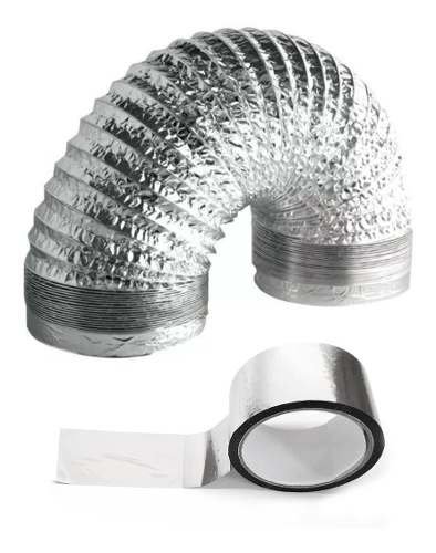 Duto Flexivel Aluminizado 100mm - 3 Metros + Rolo de Fita