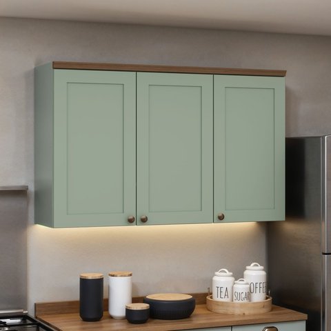 Armário Aéreo Cozinha 3 Portas Verde Mint 1531 - Genialflex