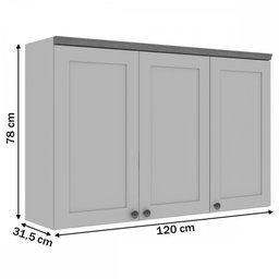 Armário Aéreo Cozinha 3 Portas Verde Mint 1531 - Genialflex - 3