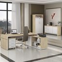 Ver imagem 4 de Conjunto Escritório Home Office 4 Peças Mesa Diretor Corp A06 Carvalho-branco - Mpozenato