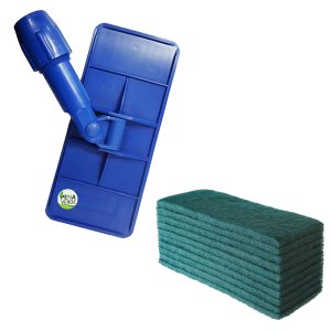 Kit Suporte Lt Limpa Tudo com Encaixe + 10 Unidades Fibras Verde para Uso Geral / Multiuso para Piso