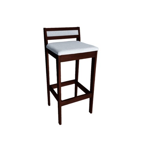 Banqueta Baixa 70cm para Bancada Assento Estofado em Linho Cecilia:imbuia com Linho Prata