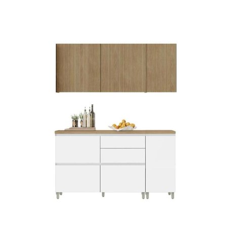 Cozinha Completa Nesher 4 Peças Rainha CZ434 Branca/Nature