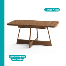 Conjunto Sala de Jantar 6 Cadeiras Charlotte Carraro Nogal com Rose - 4