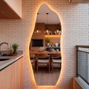 Ver imagem 1 de Espelho com Led Quente Flame 170x70cm Decorativo de Parede para Sala Quarto Banheiro Corpo Inteiro