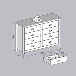 Comoda 8 Gv 02 Mesas de Cabeceira 3 Gv Madeira Maciça Branco Freijo Milani Store - 6