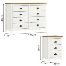 Comoda 8 Gv 02 Mesas de Cabeceira 3 Gv Madeira Maciça Branco Freijo Milani Store - 4