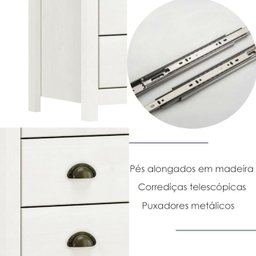 Comoda 8 Gv 02 Mesas de Cabeceira 3 Gv Madeira Maciça Branco Freijo Milani Store - 5