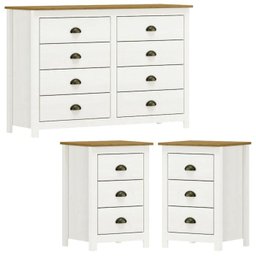 Comoda 8 Gv 02 Mesas de Cabeceira 3 Gv Madeira Maciça Branco Freijo Milani Store - 1