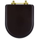 Ver imagem 1 de Assento Sanitário Poliéster Link Marrom Fosco para vaso Deca Com Ferragem Dourada