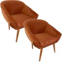 Ver imagem 1 de Kit Duas Poltronas Giovana em Sued Premium: Terracota Pés Madeira Claro