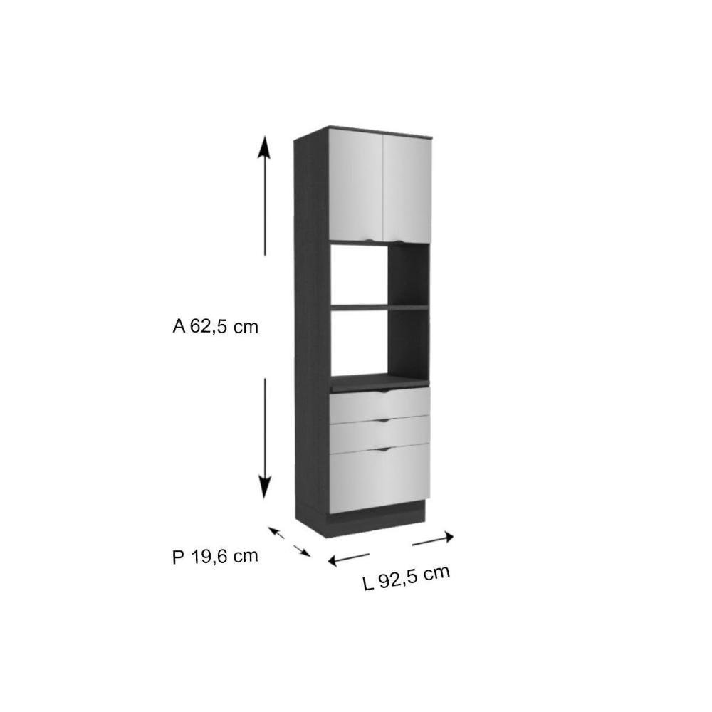 Paneleiro de Cozinha Nox H770 c/ 2 Portas 3 Gavetas (2 Fornos