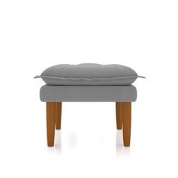 Poltrona de Amamentação Quarto Infantil com Puff Kate Pés Palito Veludo Prata + Binde Amofada New Be - 10