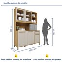 Ver imagem 3 de Armário para Cozinha 5 Portas 1 Gaveta Rubi Bege/Cinamomo/Off White