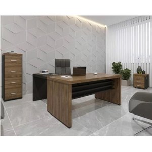Conjunto Escritório 3 Peças 1 Mesa em L Tamburato 160cm 1 Gaveteiro Baixo 1 Gaveteiro Arquivo Alto 