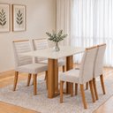 Ver imagem 1 de Conjunto Sala de Jantar Mesa Manu 120cm Tampo MDF e Vidro Canto Reto 4 Cadeiras Tainá