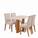 Ver imagem 2 de Conjunto Sala de Jantar Mesa Manu 120cm Tampo MDF e Vidro Canto Reto 4 Cadeiras Tainá