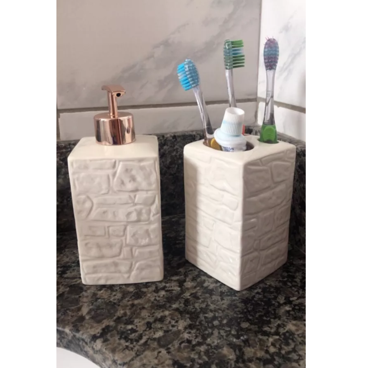 Kit Banheiro Ceramica Conjunto de Banheiro Lavabo Luxo 2peça:branco - 5