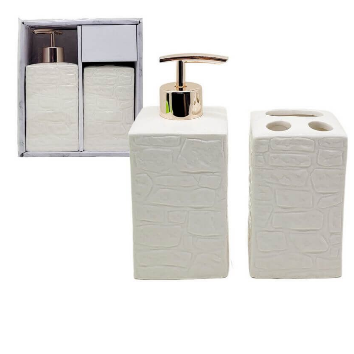 Kit Banheiro Ceramica Conjunto de Banheiro Lavabo Luxo 2peça:branco - 9