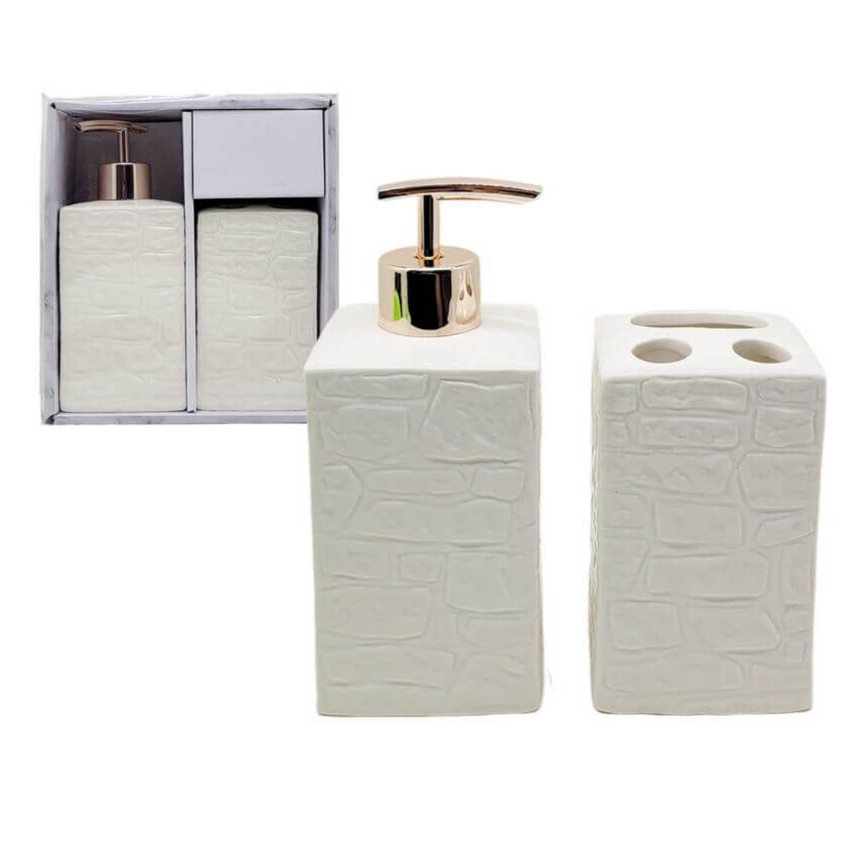 Kit Banheiro Ceramica Conjunto de Banheiro Lavabo Luxo 2peça:branco - 7