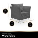 Ver imagem 3 de Poltrona Cadeira Decorativa para Sala e Quarto Lisboa Suede Cinza Escuro