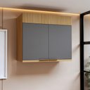 Ver imagem 1 de Armário Aéreo 2 Porta 80cm 100% MDF Realeza Premium Cinza/Carvalho/Titanio