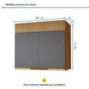Ver imagem 4 de Armário Aéreo 2 Porta 80cm 100% MDF Realeza Premium Cinza/Carvalho/Titanio