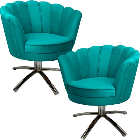 Kit Duas Poltronas Giratórias Pétala em Sued Premium Tiffany Sua Casa Decorações