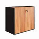 Ver imagem 2 de Armário Baixo 80cm com 2 Portas e Tampo Embutido para Escritório Corporate Marrom/Nogal/Preto