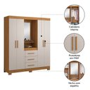 Ver imagem 4 de Guarda-roupa Capelinha 4 Portas 3 Gavetas Espelho Freijó com Off White NT 5015