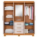 Ver imagem 3 de Guarda-roupa Capelinha 4 Portas 3 Gavetas Espelho Freijó com Off White NT 5015