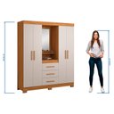 Ver imagem 6 de Guarda-roupa Capelinha 4 Portas 3 Gavetas Espelho Freijó com Off White NT 5015