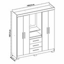 Ver mais imagens de Guarda-roupa Capelinha 4 Portas 3 Gavetas Espelho Freijó com Off White NT 5015