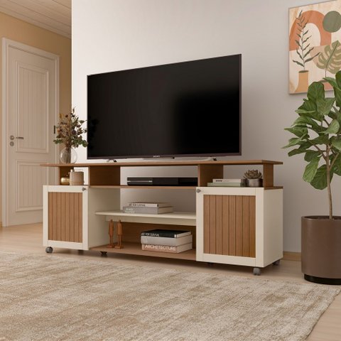 Rack para Tv até 75 Polegadas Ipanema 2 Portas Cinamomo/off White - Artely