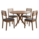 Ver imagem 1 de Mesa de Jantar Redonda Cacau com 4 Cadeiras Estofadas Juparana Linho Grafite Ornar