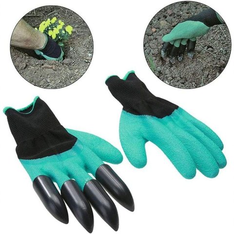 Luva de Jardinagem com Garras Protege Cava Planta Garden Genie Gloves