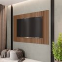Ver imagem 1 de Kit 10 Módulos Ripados Decorativo em Mdf Autoadesivo 53x15 - Freijó - Lh Móveis