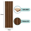 Ver imagem 4 de Kit 10 Módulos Ripados Decorativo em Mdf Autoadesivo 53x15 - Freijó - Lh Móveis
