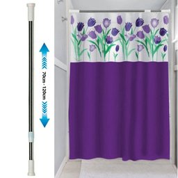 Kit Varão + Cortina para Box Visor | Cortina Tulipas (1,35x2,00m) e Varao Extensivel 70 Ate 120cm Me - 2