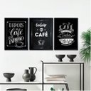 Ver imagem 1 de Kit 3 Quadros Cantinho do Café Tipografia Giz 33x24cm:madeira Branca