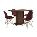 Ver imagem 7 de Mesa Jantar Londres Tampo Amêndoa 120cm 4 Cadeiras Base Dourado Estofado Vermelho