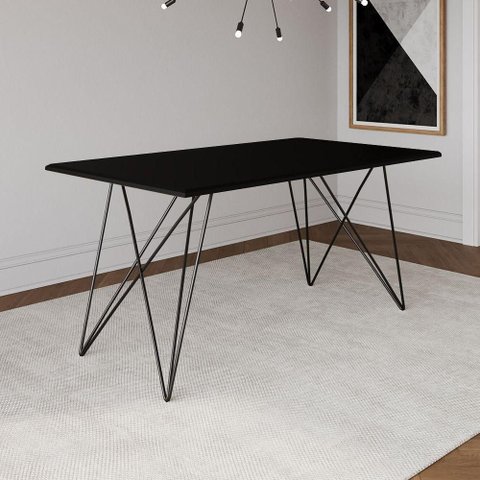 Mesa de Jantar Trama Base Preta com Tampo Preto 140 X 80