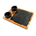 Ver imagem 1 de Tábua com 02 Molheiras em Pedra Sabão e Suporte G 25x25cm