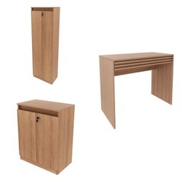 Kit 3 peças 1 Mesa para Escritório com Gaveta 1 Armário e 1 Balcão Espresso Móveis - 2