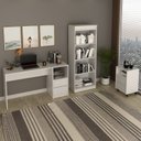 Ver imagem 1 de Kit 3 peças 1 Mesa para Escritório 1 Gaveteiro 1 Estante Espresso Móveis