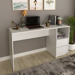 Kit 3 peças 1 Mesa para Escritório 1 Gaveteiro 1 Estante Espresso Móveis - 10