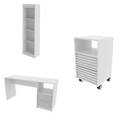 Kit 3 peças 1 Mesa para Escritório 1 Gaveteiro 1 Estante Espresso Móveis - 2